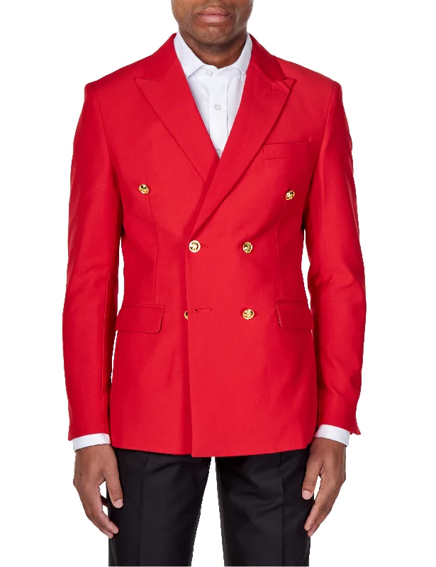 Men's Suits for Everyday WearRED DOUBLE BREASTED GOLD BUTTON JACKET