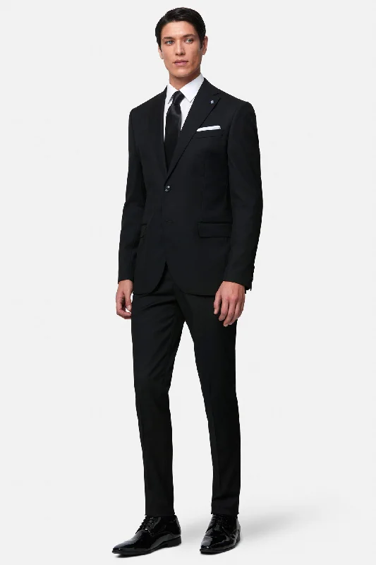 Men's Suits for Skinny MenEdina Black 2PC with Shirt & Bow Tie