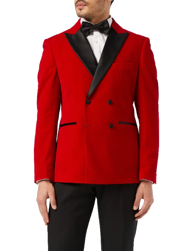 Men's Suits with Pass-Through PocketsSMITH - Red Soft Velvet Dinner Jacket