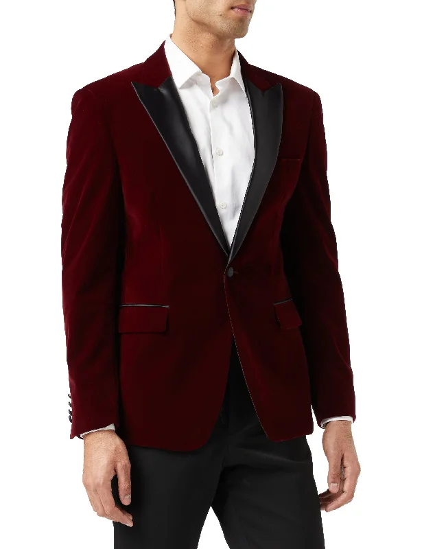 Men's Suits for Medical ProfessionsDINNER SAM - Burgundy Soft Velvet Tuxedo Jacket