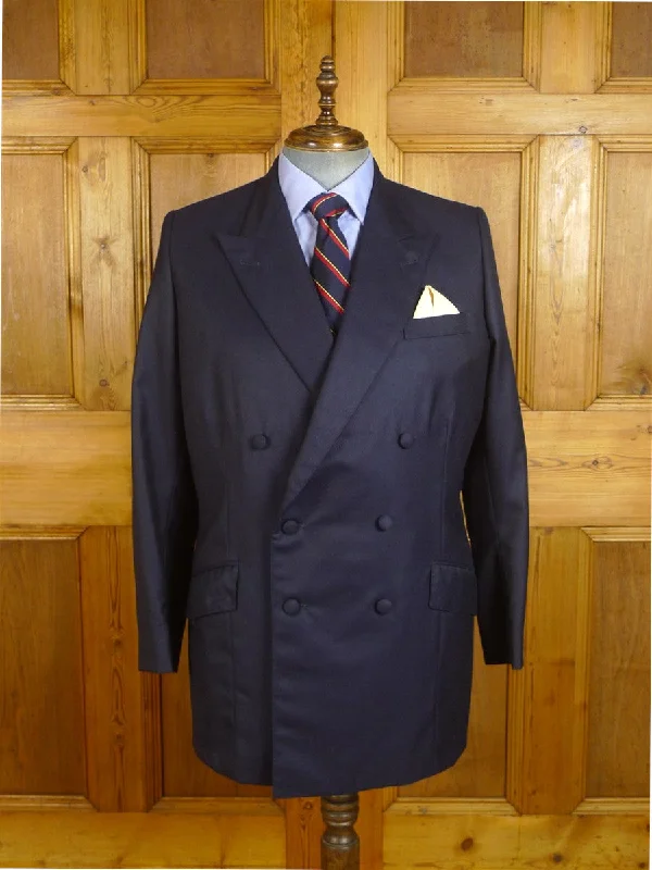 Unique Men's Made-to-Measure Suits24/0932 vintage george soho bespoke tailor distinctive navy blue worsted d/b blazer w/ lilac linings 44 long