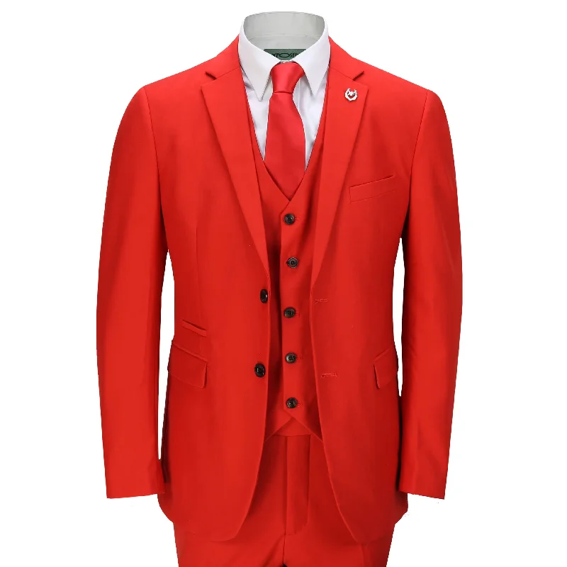 Men's Suits for Business MeetingsJROSS - RED FORMAL JACKET & WAISTCOAT