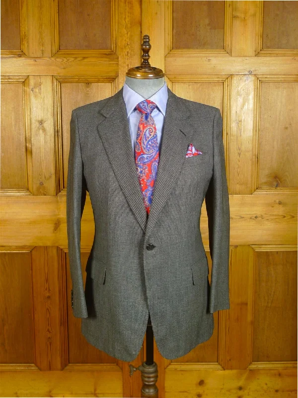 Men's Suits with Stretch Fabrics080824/013 vintage huntsman savile row grey birds-eye weave worsted suit jacket 40-41 regular