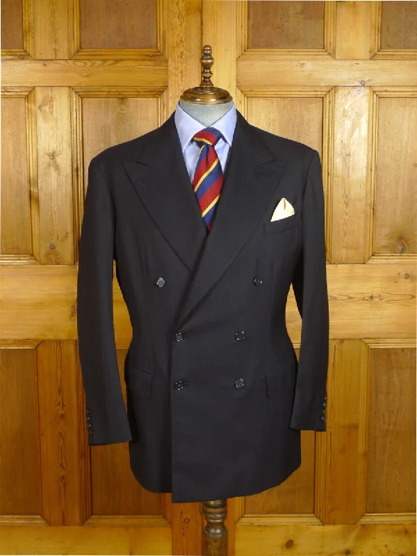 Men's Suits for Legal Professions24/0863 vintage 1989 anderson & sheppard savile row bespoke dark navy blue d/b worsted blazer jacket 46-47 regular