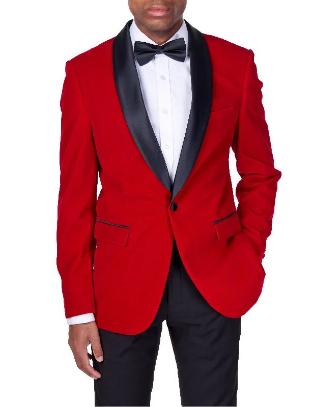 Men's Suits for LayeringTUXEDO JES - Red Soft Velvet Jacket