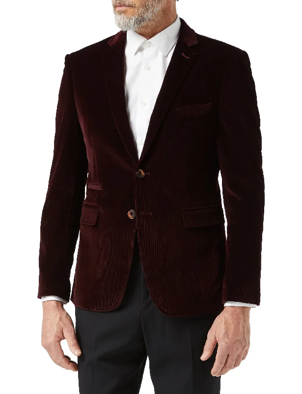 Men's Suits for Big and Tall MenMATTHEW - Maroon Corduroy Blazer Jacket