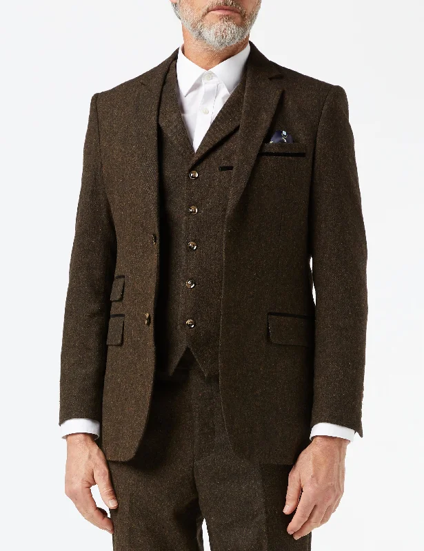 Men's Suits for Cold WeatherCALVIN - BROWN TWEED JACKET & WAISTCOAT