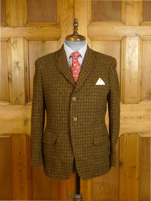 Essential Men's Business Suits24/0995 fabulous genuine 1950s 1960s harris tweed brown check jacket w/ staghorn buttons 40 short