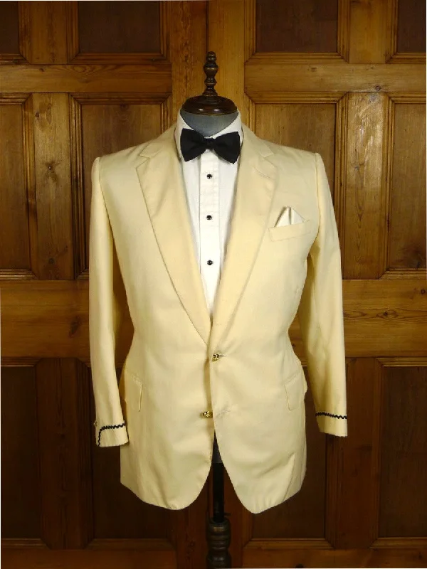 Men's Suits with Notched Lapels24/1095 vintage 1990 cyril a castle savile row conduit st bespoke cream wool worsted blazer w/ black trims 42-43 short to regular