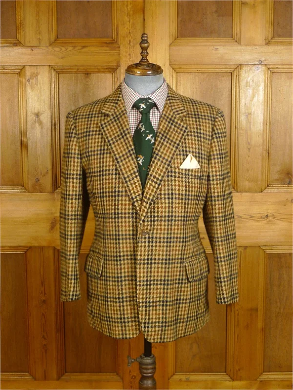 Men's Suits with Wool-Blend Fabrics24/0931 vintage 1983 joce & co savile row bespoke cashmere brown gun check sports jacket blazer 40-41 short