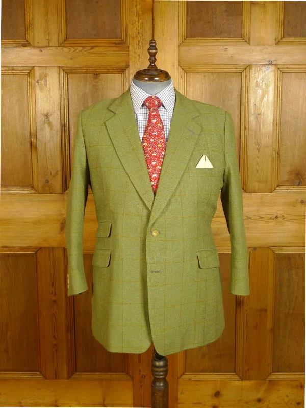 Men's Suits for Warm Weather24/1014 immaculate p.a. crowe 2004 city of london bespoke green / amber wp check tweed jacket 45-46 regular