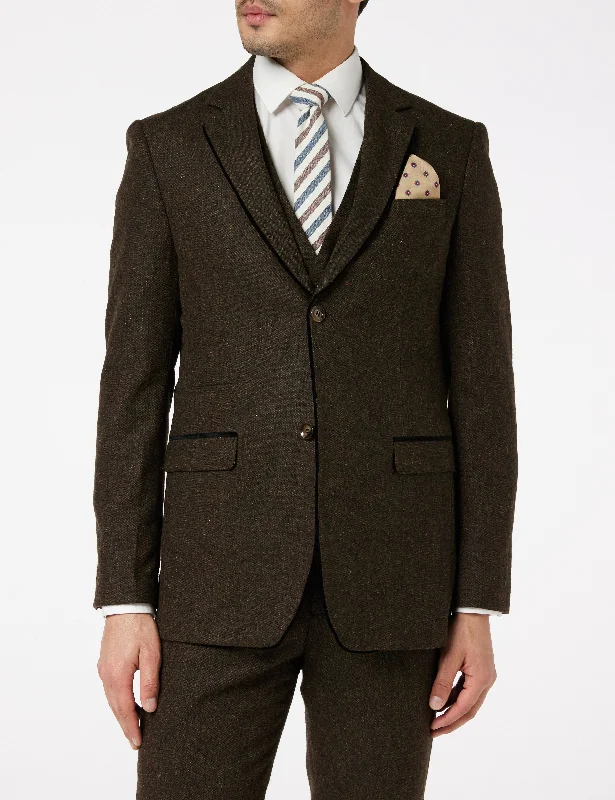 Men's Suits with Tweed FabricsBROWN TWEED TAILORED JACKET