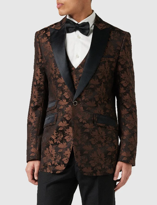 Durable Men's Wool SuitsBROWN GROOMS WEDDING JACKET & WAISTCOAT