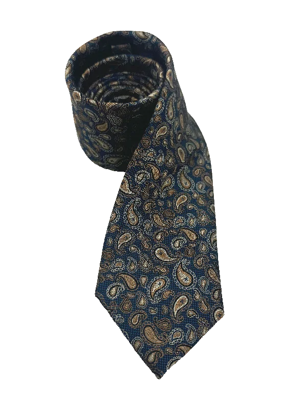 Brown Paisley Print Silk Tie