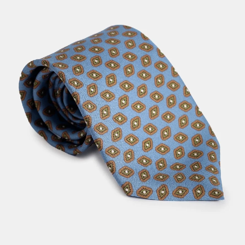 Lioni Abstract Printed Silk Tie - Steel Blue