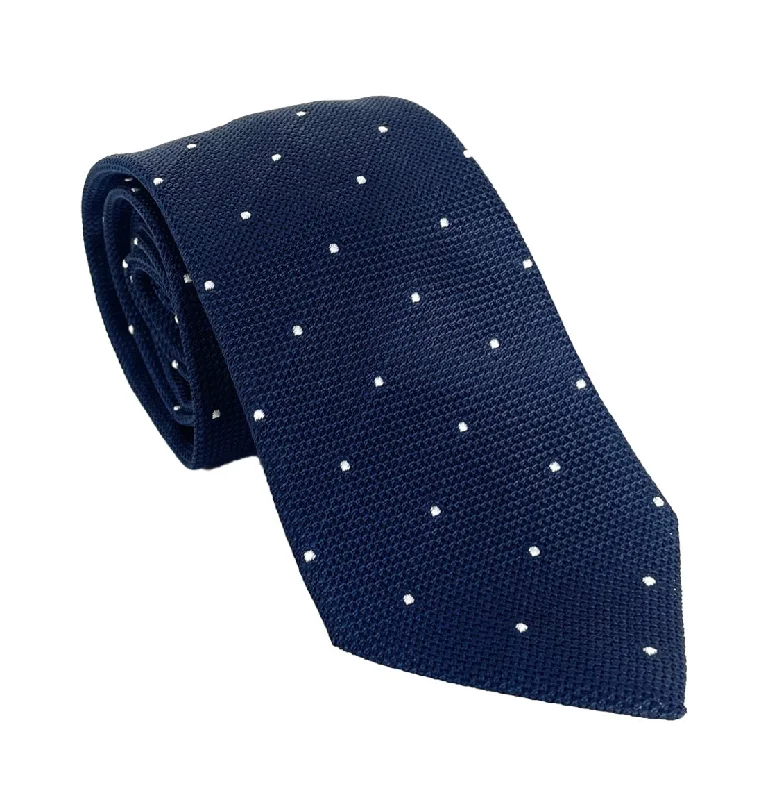 Dark Blue Polka Dot Grenadine Tie