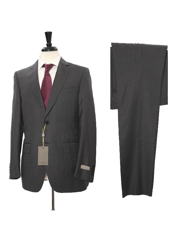 Canali 1934 Mens 40R Drop 8 Charcoal Gray 100% Wool Slim Fit 2 Piece Suit