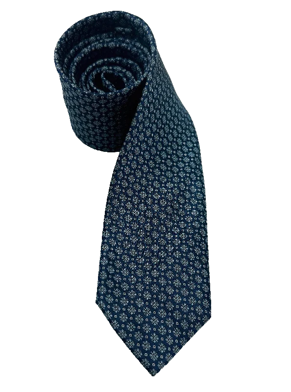 Blue Octagram Print Silk Tie