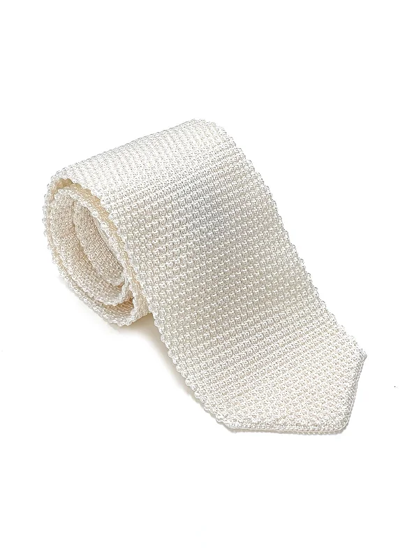 Vanilla Knitted Silk Tie