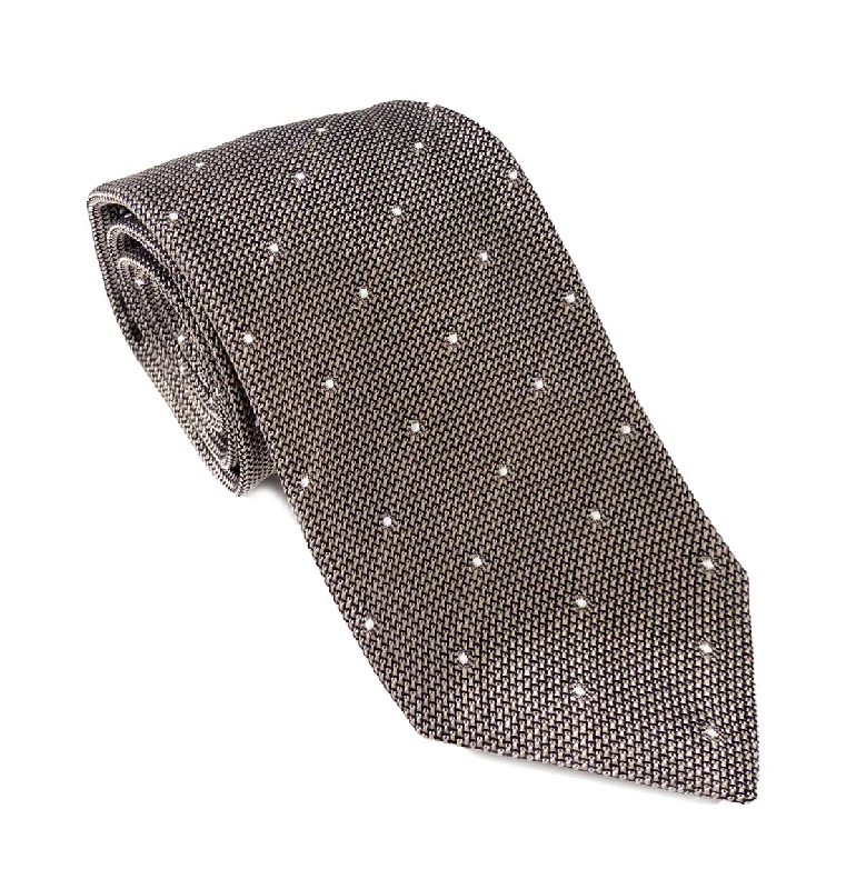 Taupe Polka Dot Grenadine Tie