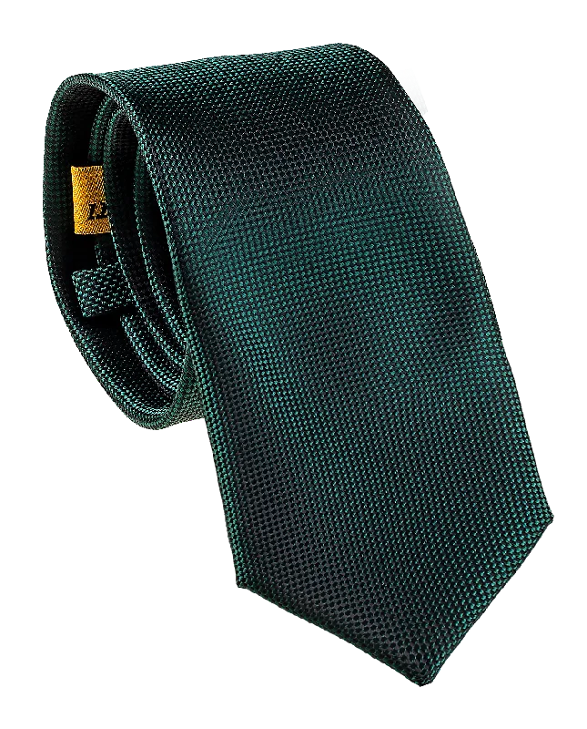 Bottle Green Self Pattern Tie, Bow Tie, Handkerchief