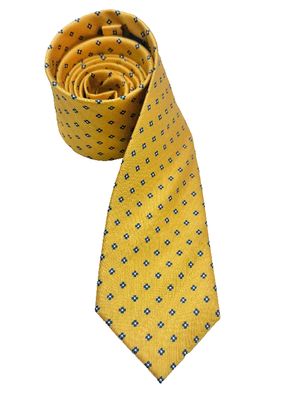 Yellow Floral Print Silk Tie