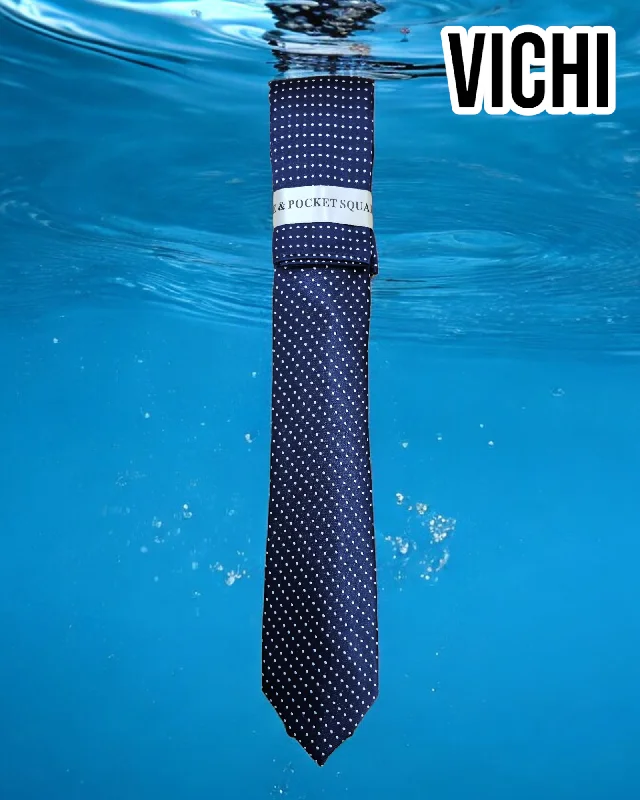 Vichi F92 Navy Polkadot Necktie