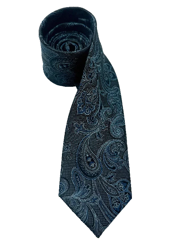 Blue Paisley Print Silk Tie