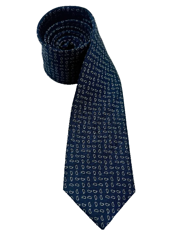 Navy Droplet Print Silk Tie