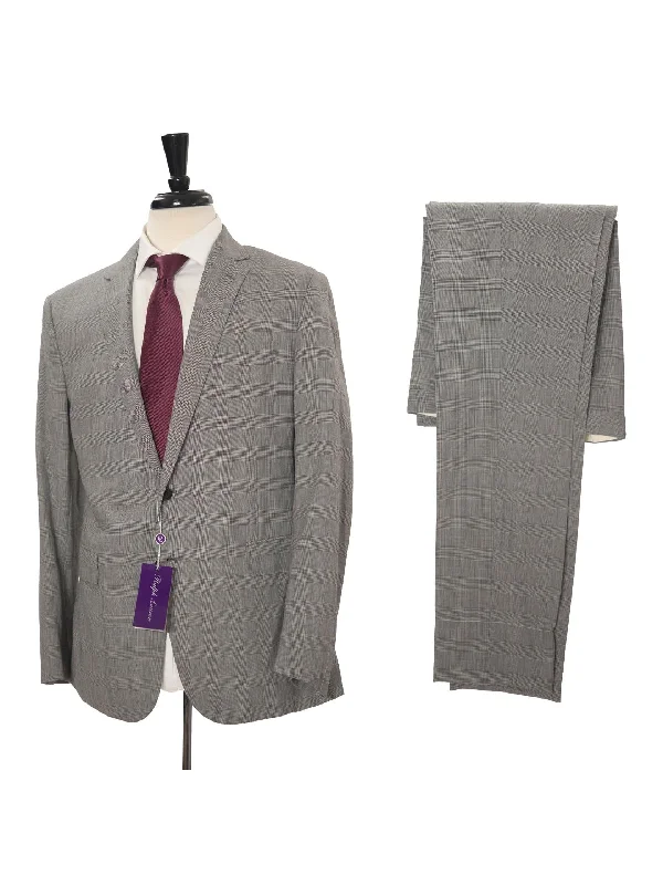 Ralph Lauren Purple Label Mens 42R Drop 7 Gray Glenplaid Modern Fit 2 Piece Suit