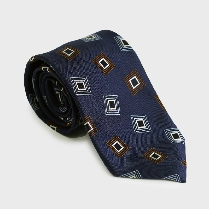 Nusco Abstract Jacquard Silk Tie - Twilight Blue