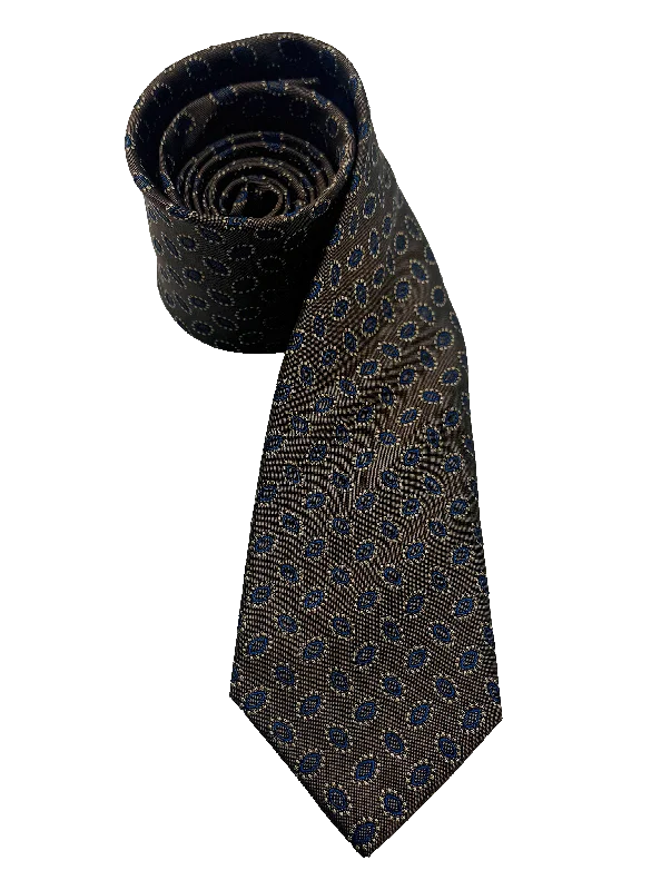 Brown Oval Print Silk Tie