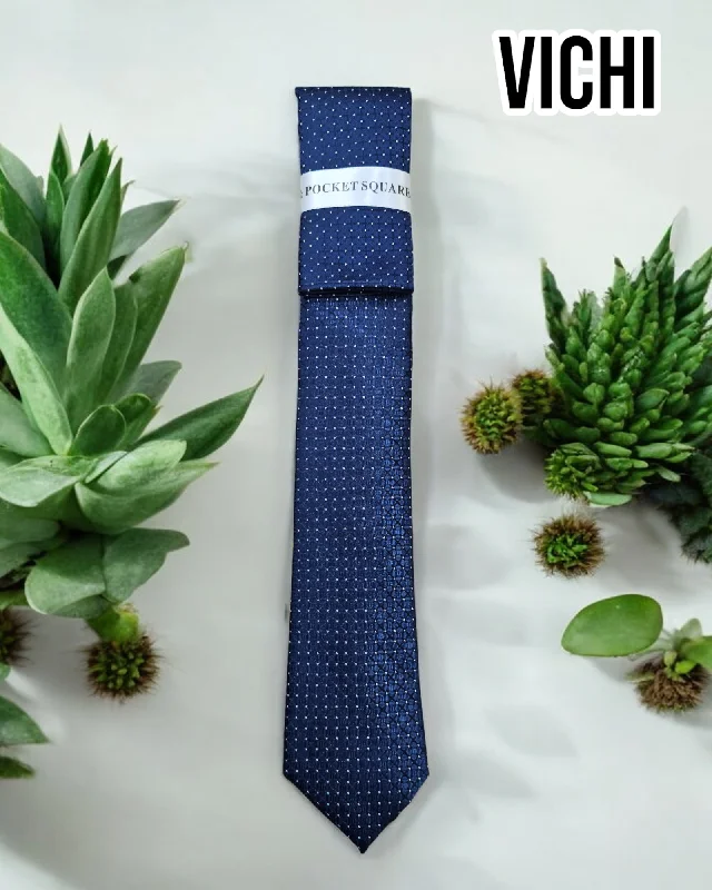 Vichi F91A Navy Polkadot Necktie