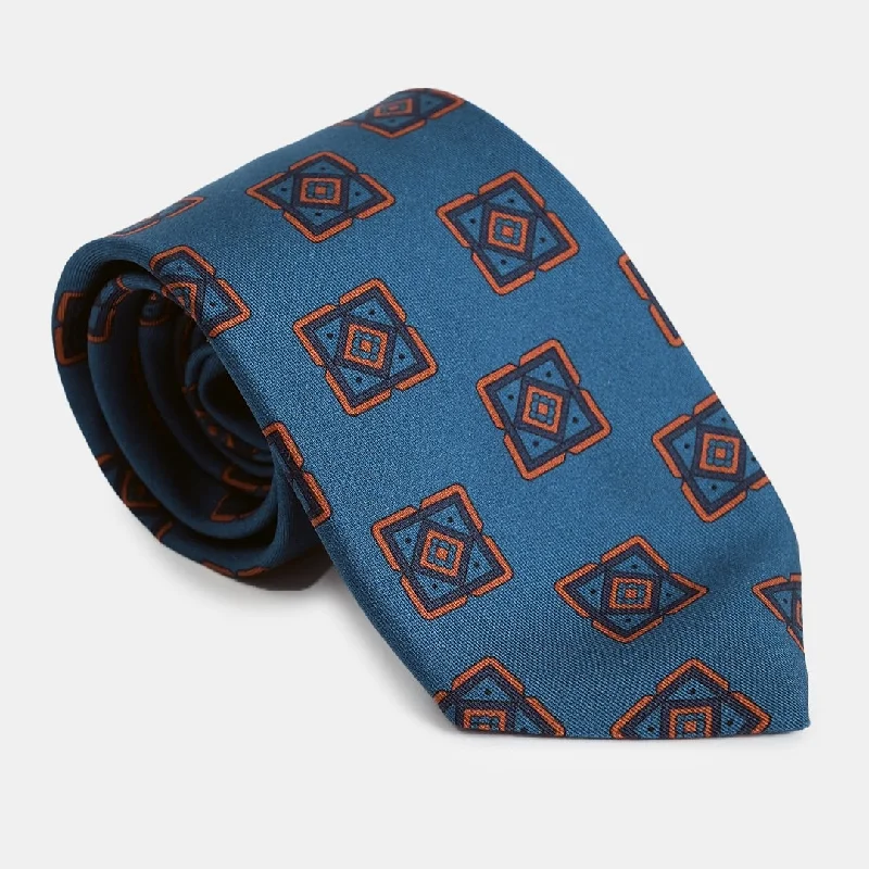 Lioni Abstract Printed Silk Tie - Lapis Blue