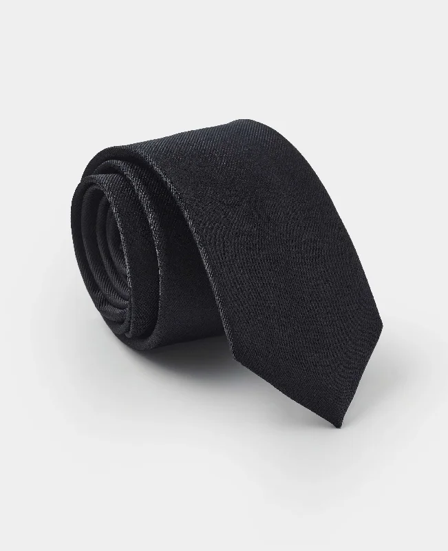 Black Fine Twill Skinny Silk Tie