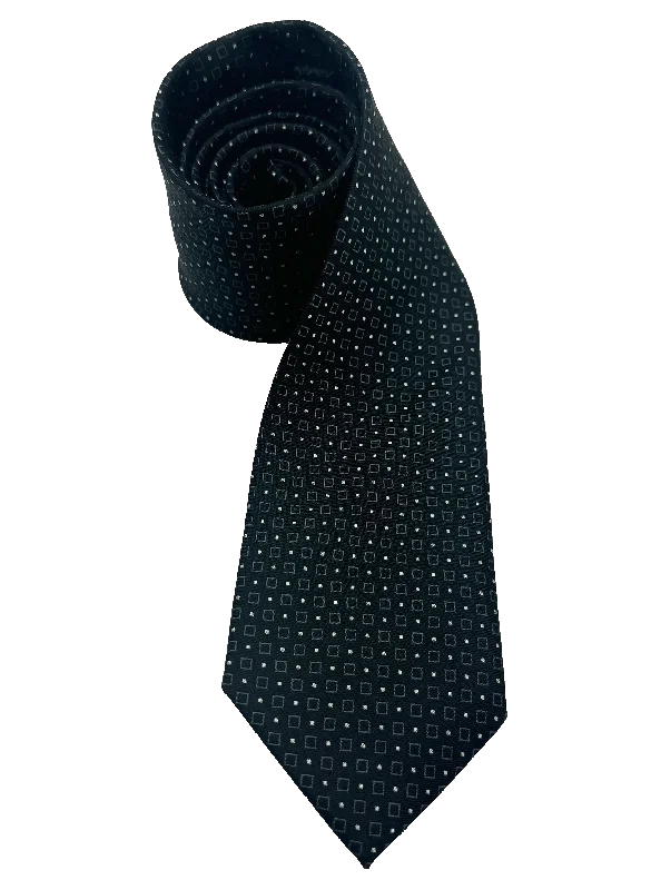 Black Square Print Silk Tie