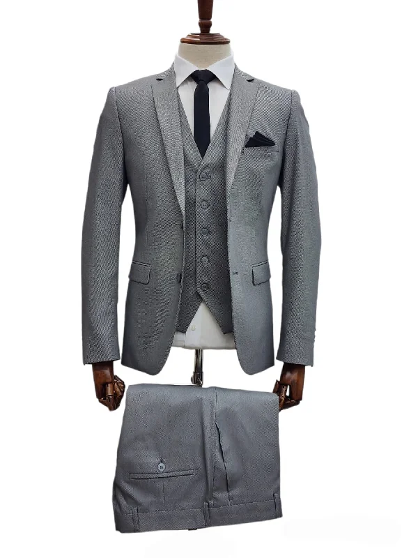 Giovanni Testi 2 Button 3pc Slim Fit Suit GT2+V-H5130 L.GREY