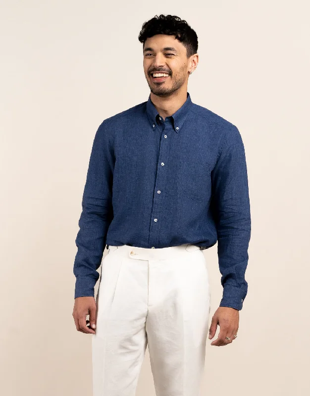 Ohope Ink Blue Linen Shirt