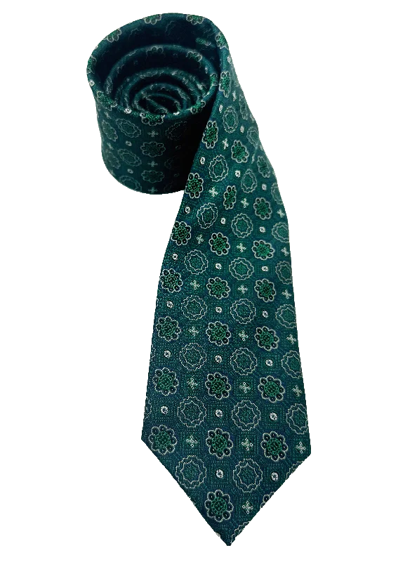 Green Tile Print Silk Tie