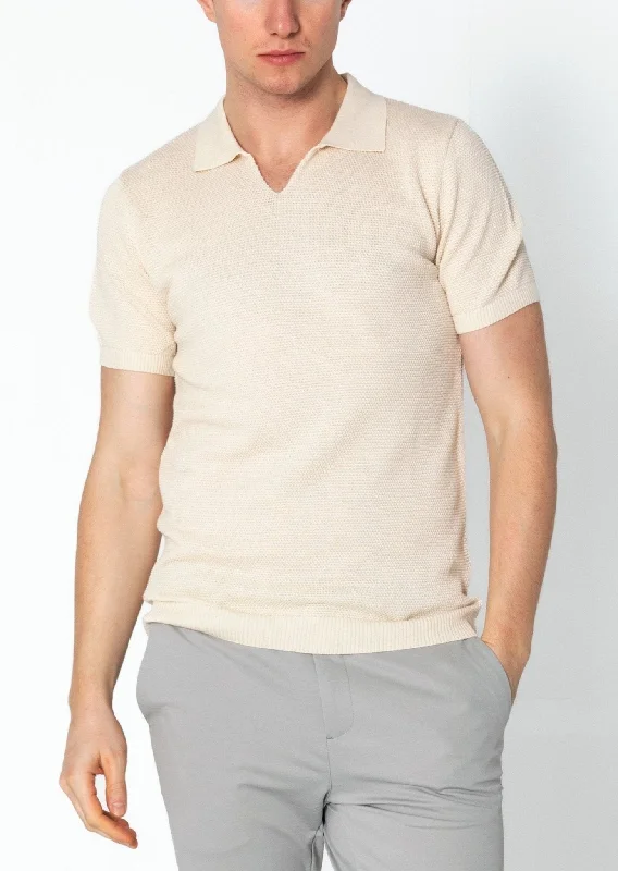 Men's Shirts with UV ProtectionJersey Knit V-neck Polo - Beige