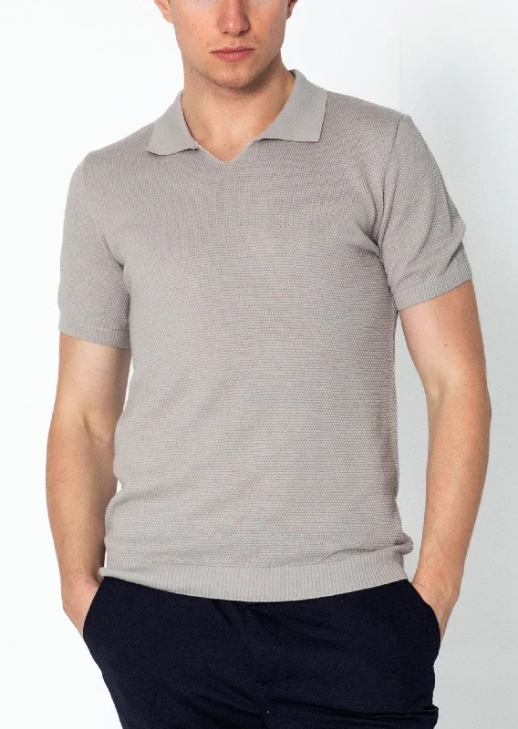 Men's Shirts with Button-Down CollarsJersey Knit V-neck Polo - Grey