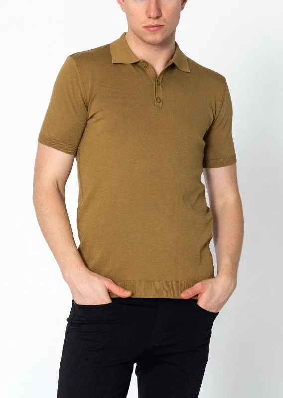 Men's Shirts for Outdoor ActivitiesLightweight Tonal-button Polo Tee - Mustard