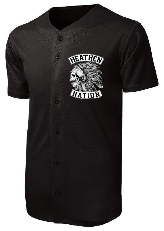 Men's Shirts with Drawstring WaistbandsChief Button-Up Baseball Jersey