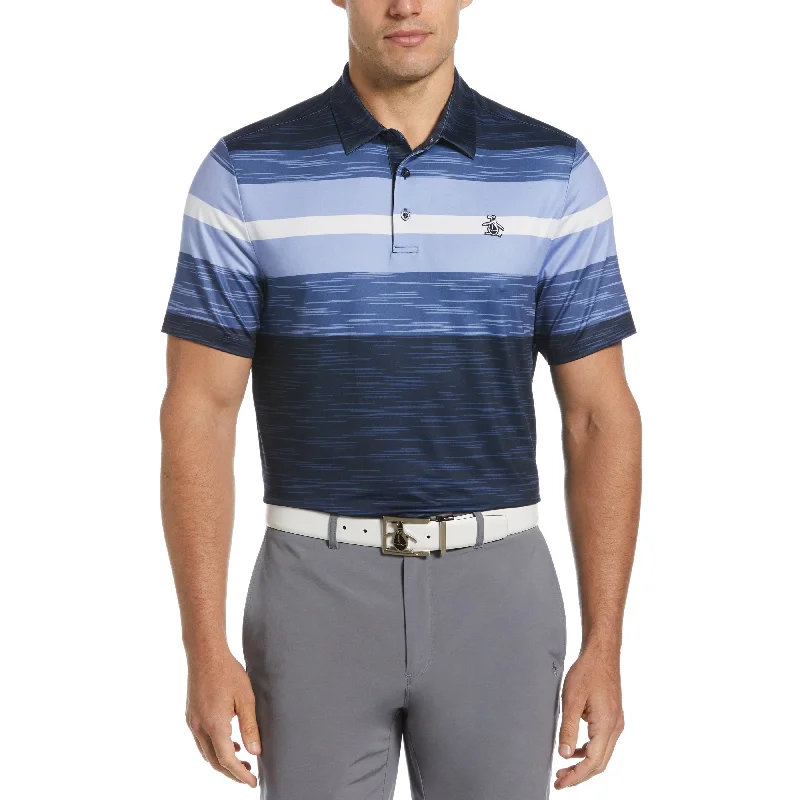 Men's Shirts with Appliqué DetailsColor Block Engineered Marl Stripe Golf Polo