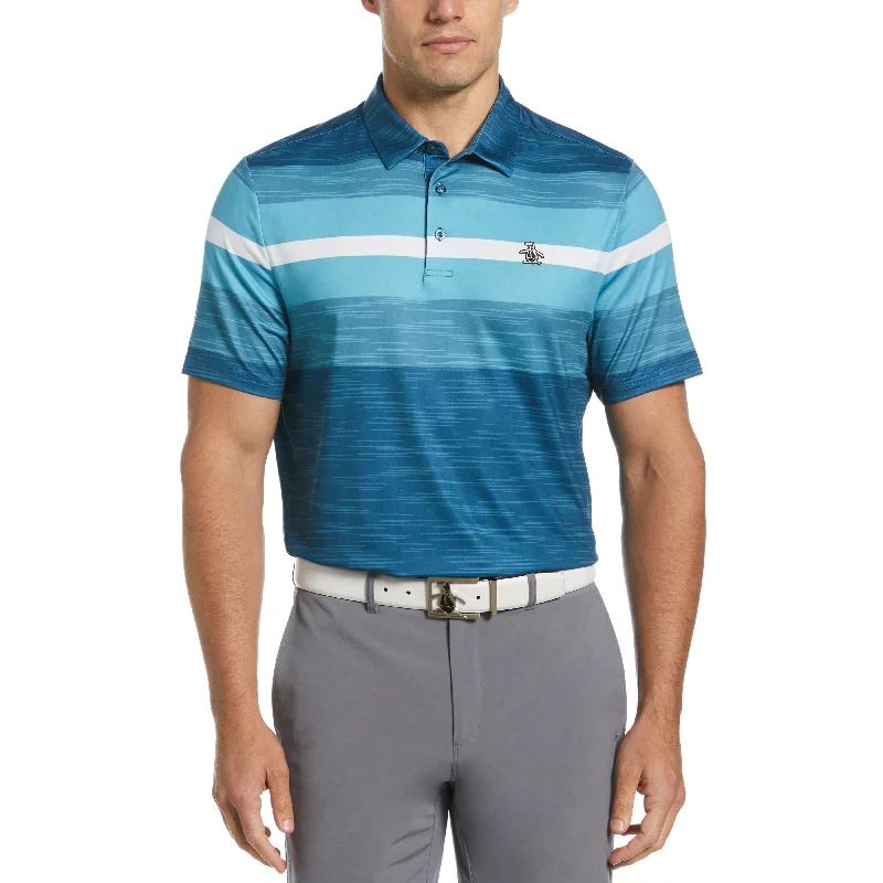 Men's Shirts with Ruffled HemlinesColor Block Engineered Marl Stripe Golf Polo