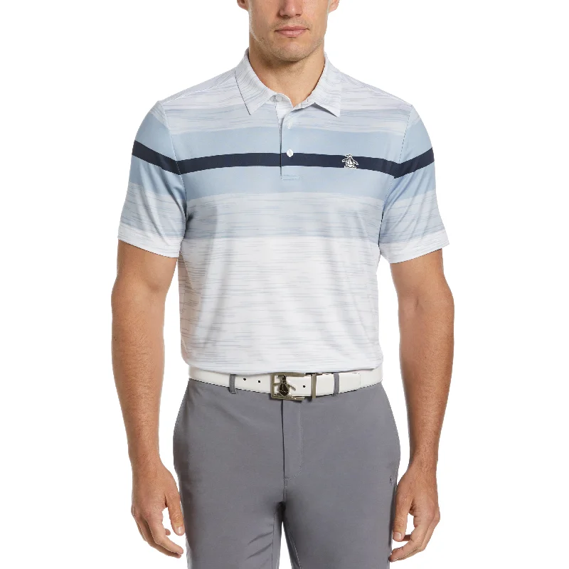 Men's Shirts with Embellished CollarsColor Block Engineered Marl Stripe Polo