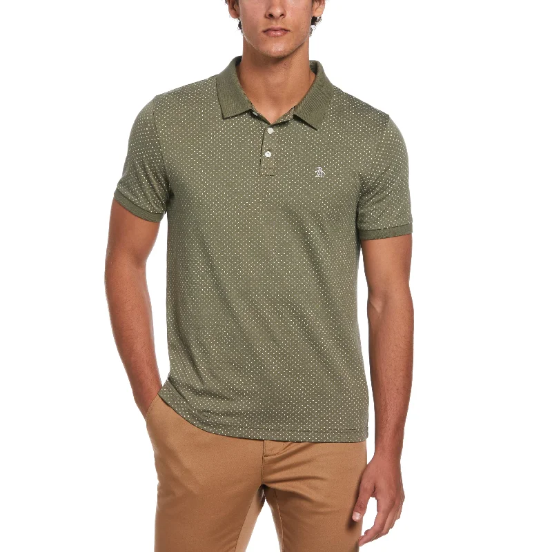 Men's Dressy Shirts for Formal EventsDitsy Diamond Print Polo