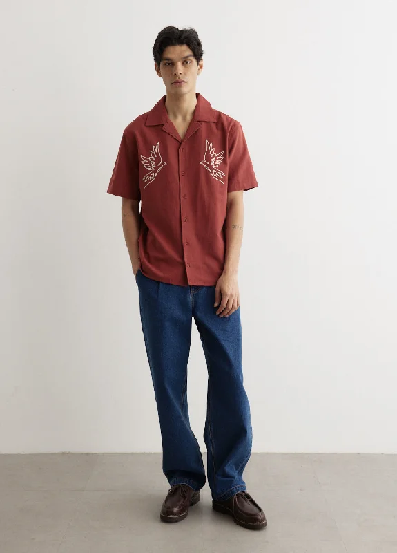 Men's Monochrome Shirts for a Minimalist VibeDove Embroidered Camp Collar Shirt