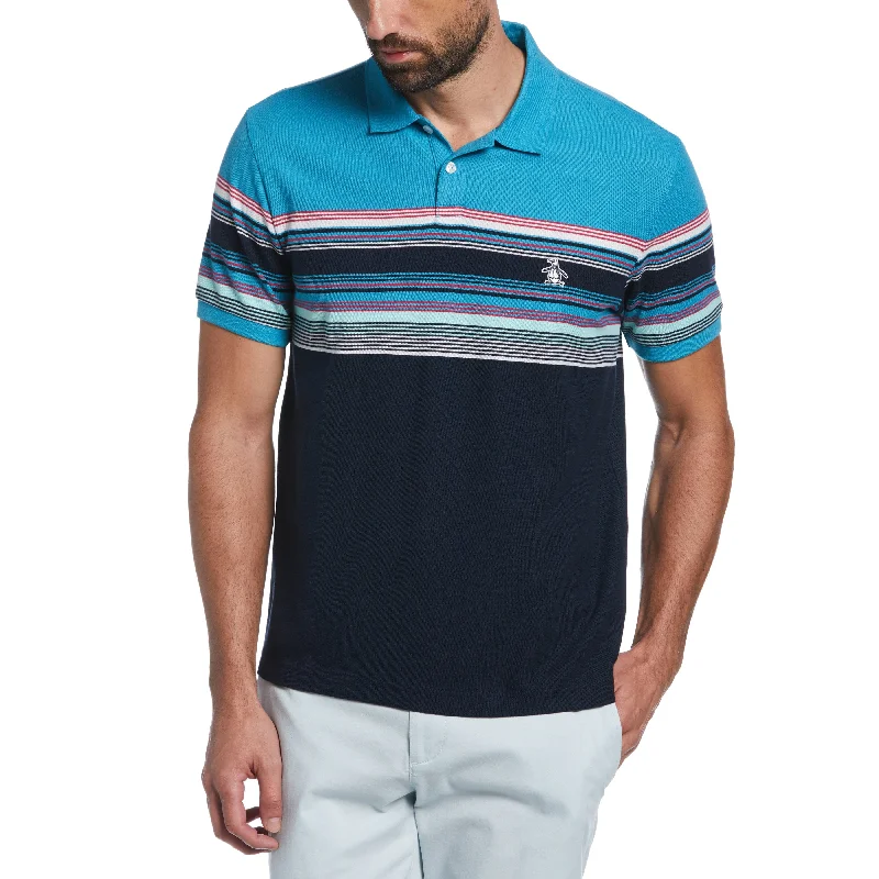 Men's Shirts with Appliquéd SleevesEngineered Stripe Pique Polo