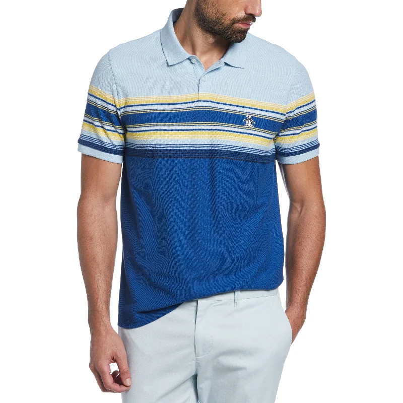 Men's Shirts with Belt AttachmentsEngineered Stripe Pique Polo